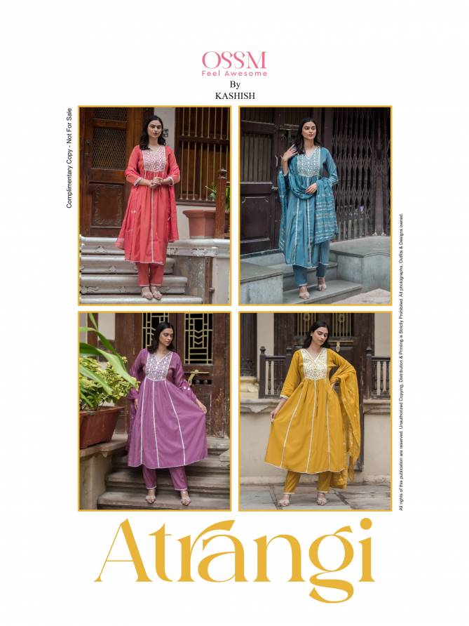 Atrangi By Ossm Viscose Roman Embroidery Kurti With Bottom Dupatta Wholesale Price In Surat